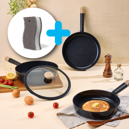 Medi-Cook Ceramic Frying Pan 3 Set + Scratch Free Scrubber