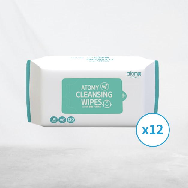 Atomy Ag+ Cleansing Wipes 80 Sheets (12 Packs)